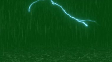 Yeşil Ekranda Rüzgarlı Yağmur - Şiddetli Yağmurlu Animasyon