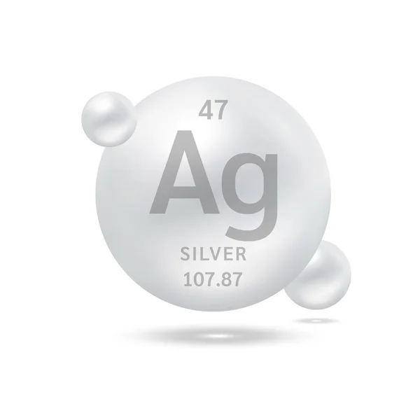 Molecola Argento Modelli Argento Formule Chimiche Elemento Scientifico Ecologia Biochimica — Vettoriale Stock