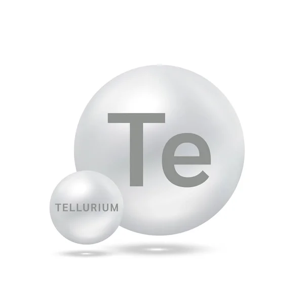 Molekuła Tellur Modeluje Srebro Koncepcja Ekologii Biochemii Odizolowane Kule Białym — Wektor stockowy