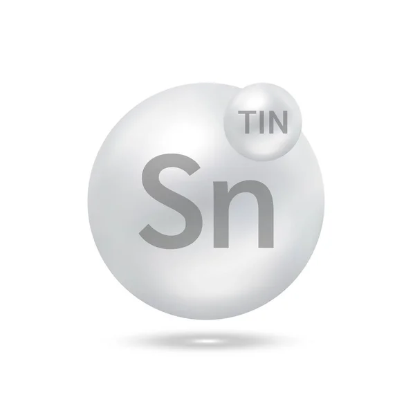 Tin Molecule Models Silver Ecology Biochemistry Concept Isolated Spheres White — Stock Vector