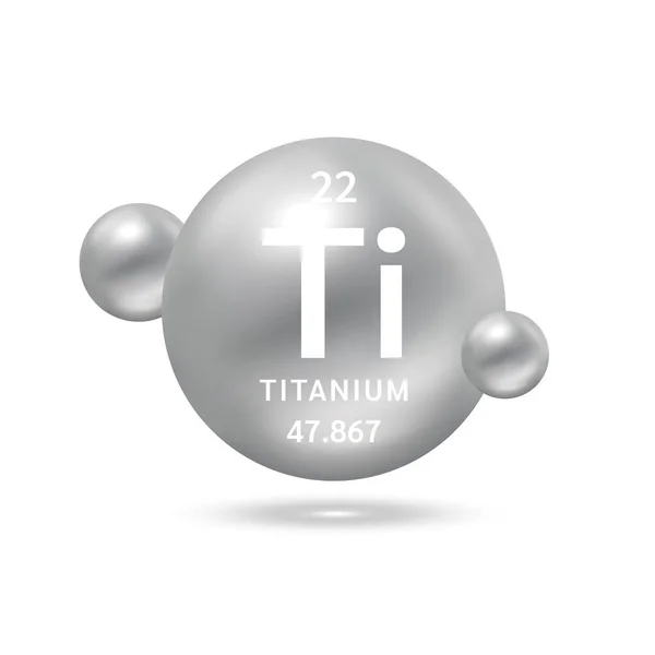 Molekula Titanu Modeluje Stříbrné Chemické Vzorce Vědeckého Prvku Zemní Plyn — Stockový vektor