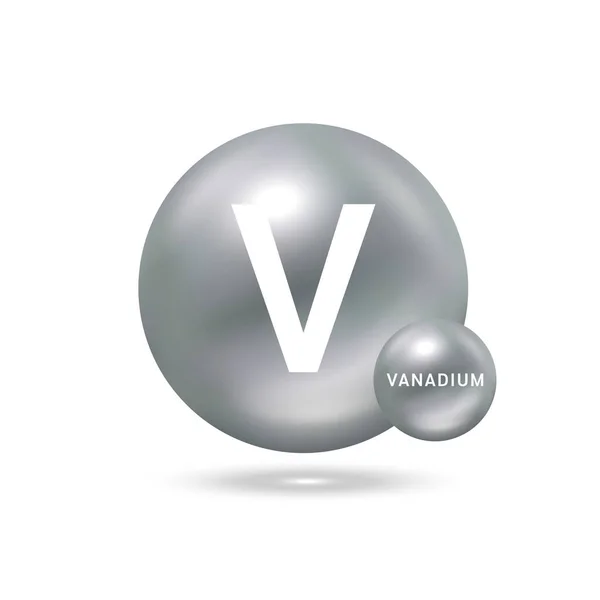 Моделі Ванадієвої Молекули Срібло Концепція Екології Біохімії Ізольовані Сфери Білому — стоковий вектор