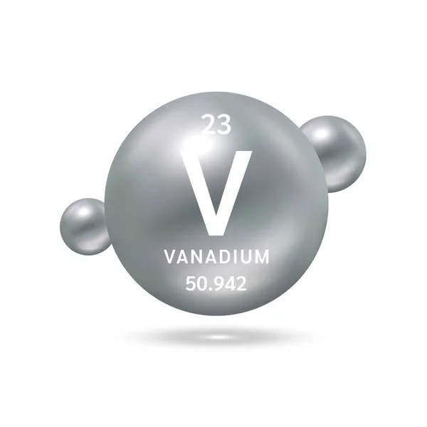 Vanadium Molekül Modelliert Silber Und Chemische Formeln Wissenschaftliches Element Erdgas — Stockvektor