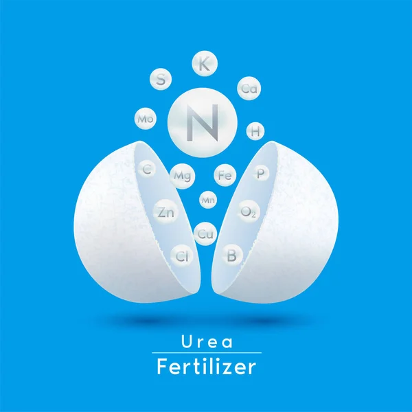 Fertilizante Uréia Branco Minerais Nitrogênio Nutriente Orgânico Flutuar Fora Pelotas —  Vetores de Stock