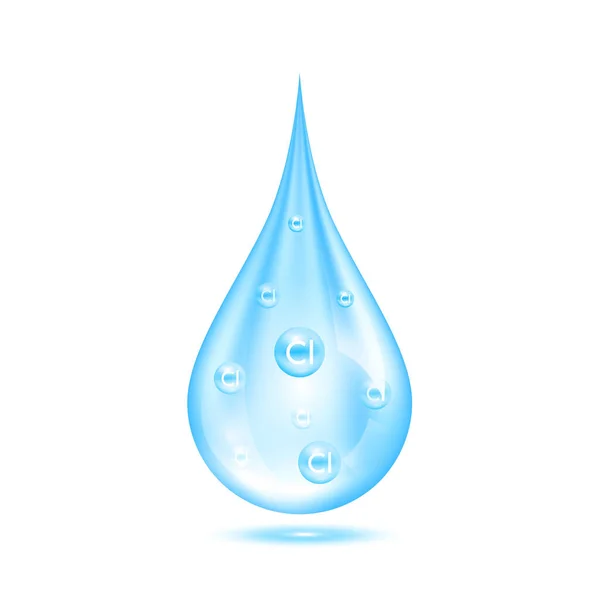 Chloor Water Druppel Desinfectie Schoon Water Zuiveren Water Icoon Geïsoleerd — Stockvector