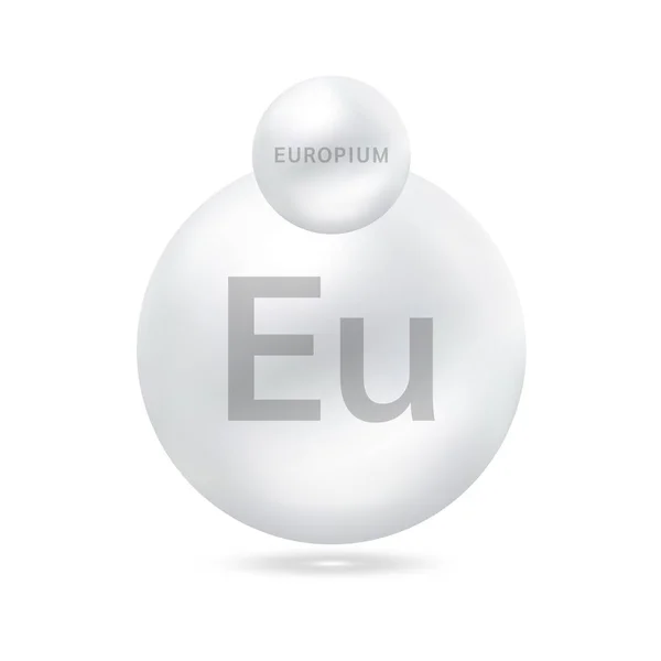 Molécula Europium Modela Prata Conceito Ecologia Bioquímica Esferas Isoladas Sobre —  Vetores de Stock
