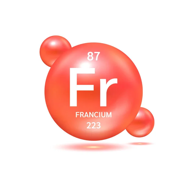 Francium Molecule Models Red Chemical Formulas Scientific Element Gas Natural — Archivo Imágenes Vectoriales