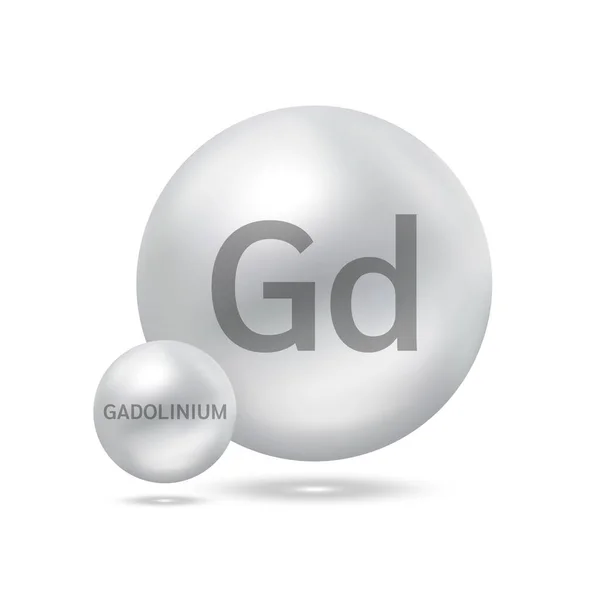 Gadolinium分子模型银 生态学和生物化学概念 白色背景上的孤立球体 3D矢量图解 — 图库矢量图片