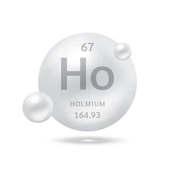 ホルム分子は銀と化学式の科学的要素をモデル化する 天然ガスだ 生態学と生化学の概念 白い背景に孤立した球体 3Dベクトルイラスト — ストックベクタ