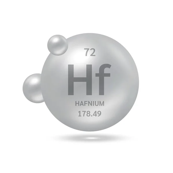 ハフニウム分子は銀と化学式の科学的要素をモデル化する 天然ガスだ 生態学と生化学の概念 白い背景に孤立した球体 3Dベクトルイラスト — ストックベクタ