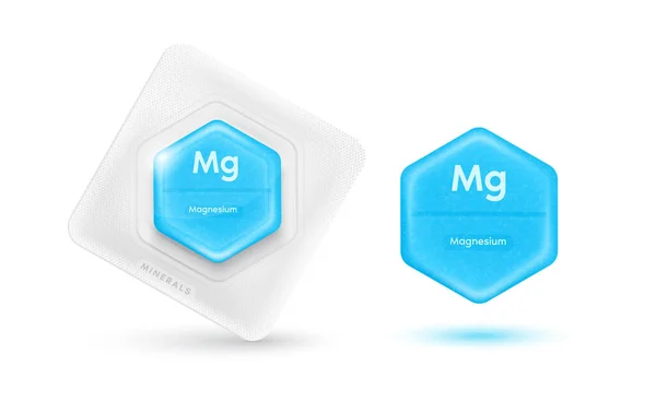 Tabletten Kapseln Blau Essentielle Chemische Magnesiummineralien Oder Diätetisches Element Vitaminkomplexe — Stockvektor