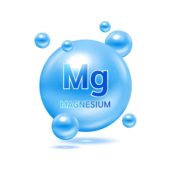 Minerals magnesium and Vitamin for health. Medical and dietary supplement health care concept. Vector EPS10 illustration. Icon 3D blue isolated on a white background.