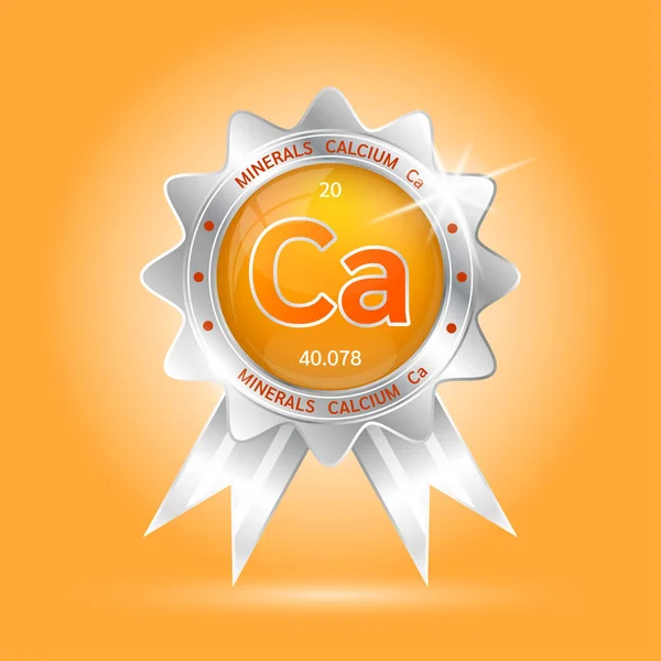 Etiqueta Cálcio Prata Alumínio Vitaminas Minerais Logotipo Produtos Modelo Design —  Vetores de Stock
