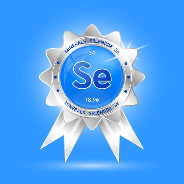 Etiqueta Selênio Prata Alumínio Vitaminas Minerais Logotipo Produtos Modelo Design —  Vetores de Stock