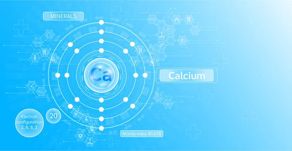 Ásványok Kalcium Vitamin Kapszula Szimbólum Elektron Diagram Atomszám Periódusos Rendszer — Stock Vector