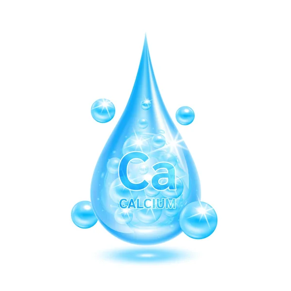 Minerais Cálcio Gota Água Azul Vitaminas Complexo Conceito Cuidados Saúde —  Vetores de Stock