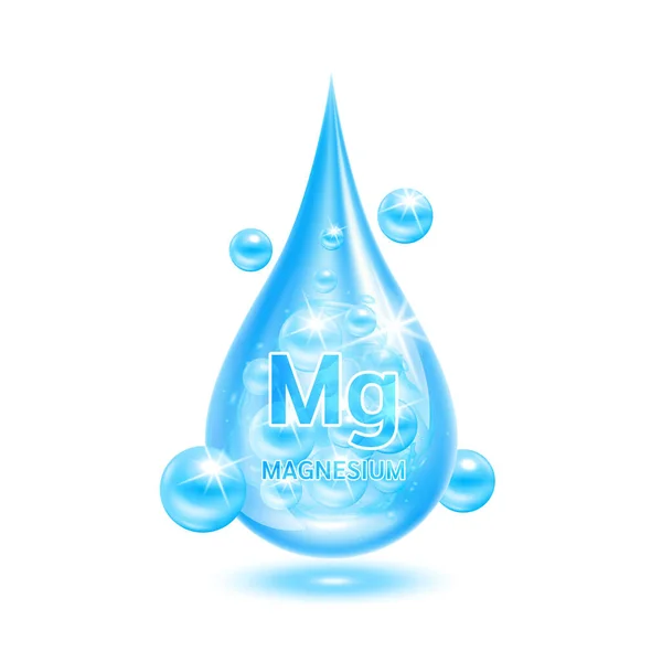 Mineralien Magnesiumwasser Tropfen Blau Und Vitaminkomplex Wissenschaftliche Medizinische Und Nahrungsergänzungsmittel — Stockvektor