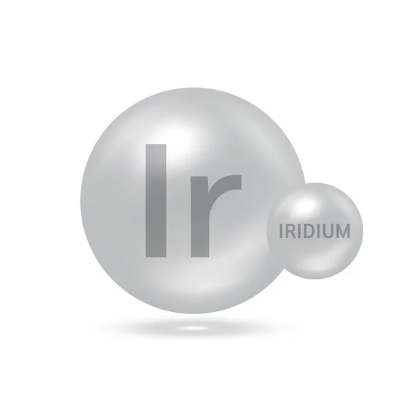 Iridium Molecuul Modellen Zilver Ecologie Biochemie Concept Geïsoleerde Bollen Witte — Stockvector