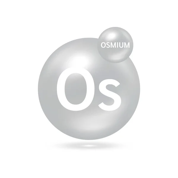 オスミウム分子モデル銀 生態学と生化学の概念 白い背景に孤立した球体 3Dベクトルイラスト — ストックベクタ