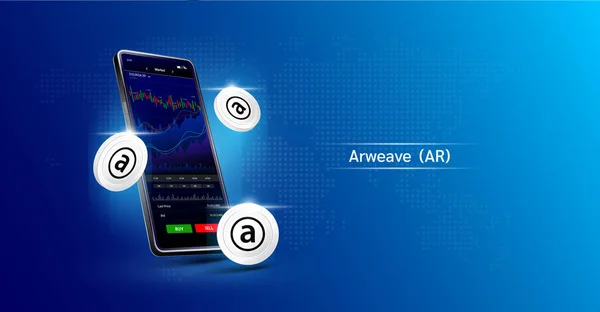 Arweave Mynt Och Telefon App För Handel Krypto Valuta Pekskärmen — Stock vektor