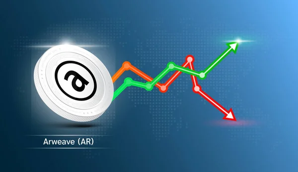 Arweave Moneda Blanca Cryptocurrency Símbolo Simbólico Con Gráfico Comercio Inversión — Vector de stock