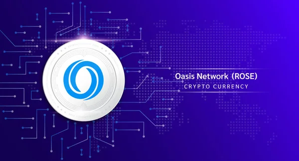 Oasis Network Mynt Cryptocurrency Token Symbol Crypto Valuta Med Aktiemarknaden — Stock vektor