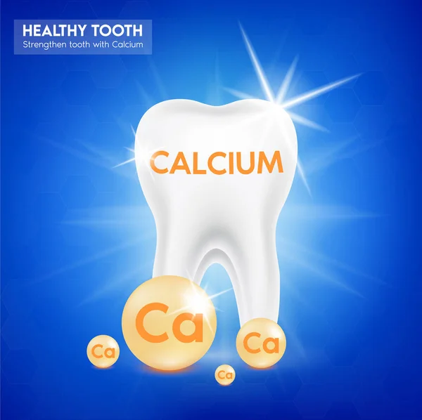 Calcium Tooth Placed Side Side Calcium Mineral Vitamin Complex Dietary — Stock Vector