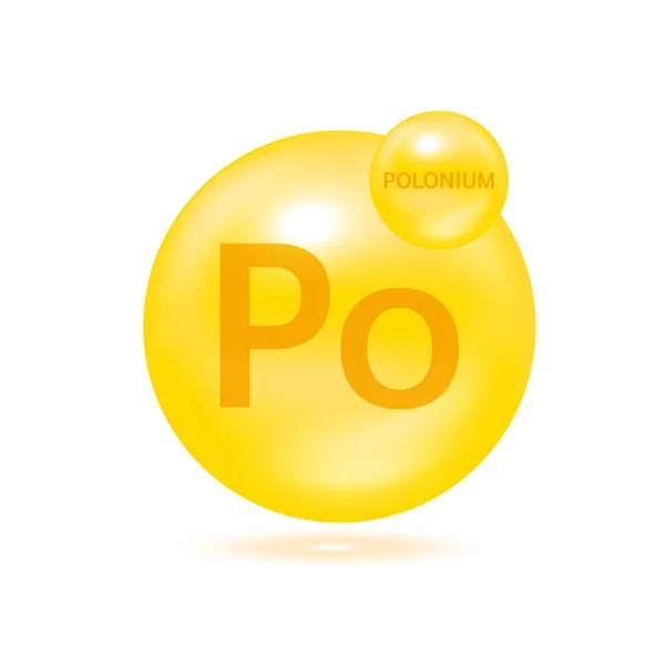 Molécula Polonio Modela Elemento Científico Fórmulas Amarillas Químicas Gas Natural — Archivo Imágenes Vectoriales