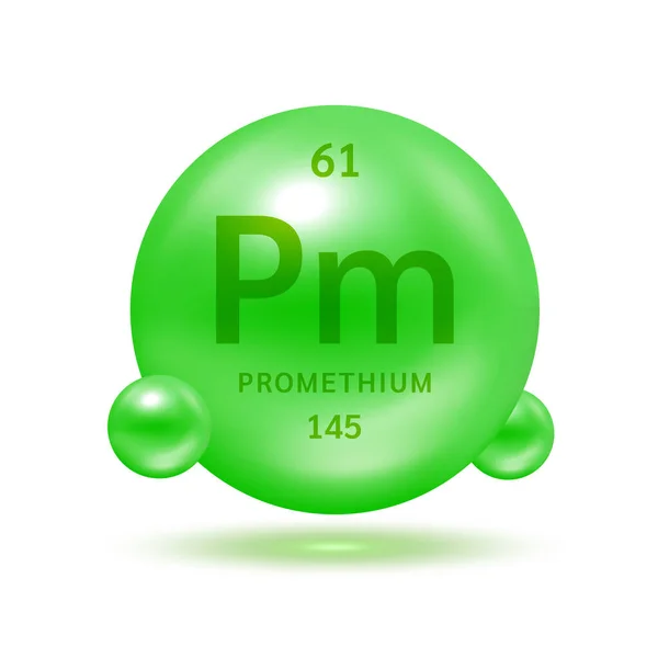 Молекулы Прометия Моделируют Зеленые Химические Формулы Научного Элемента Природный Газ — стоковый вектор