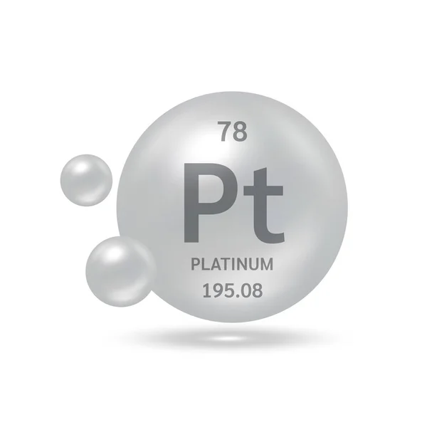 Platinum Μόριο Μοντέλα Ασήμι Και Χημικές Φόρμουλες Επιστημονικό Στοιχείο Φυσικό — Διανυσματικό Αρχείο
