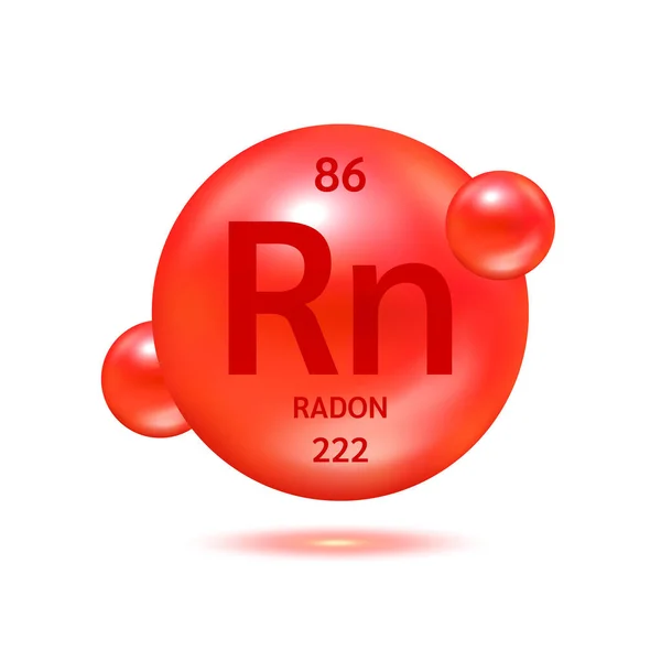 Molécula Radón Modela Elemento Científico Las Fórmulas Rojas Químicas Gas — Vector de stock