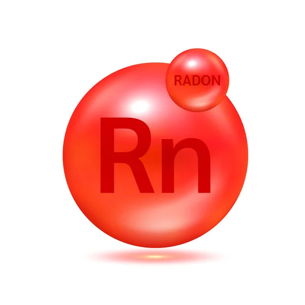 ラドン分子モデル赤 生態学と生化学の概念 白い背景に孤立した球体 3Dベクトルイラスト — ストックベクタ
