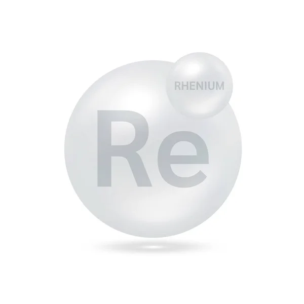 レニウム分子モデル銀 生態学と生化学の概念 白い背景に孤立した球体 3Dベクトルイラスト — ストックベクタ