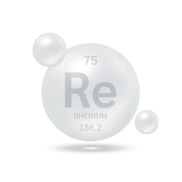 Rheniummolekyl Modellerar Silver Och Kemiska Formler Vetenskapligt Element Naturgas Ekologi — Stock vektor