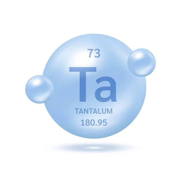 Tantalum Μόριο Μοντέλα Ασημί Μπλε Και Χημικές Φόρμουλες Επιστημονικό Στοιχείο — Διανυσματικό Αρχείο