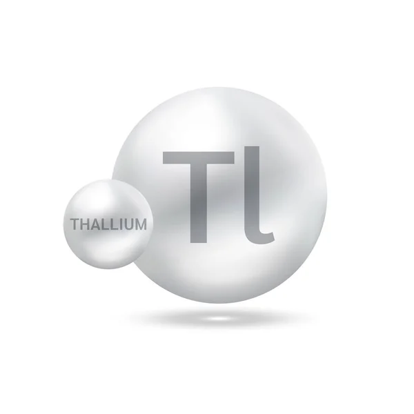 Thallium Molecuul Modelleert Zilver Ecologie Biochemie Concept Geïsoleerde Bollen Witte — Stockvector
