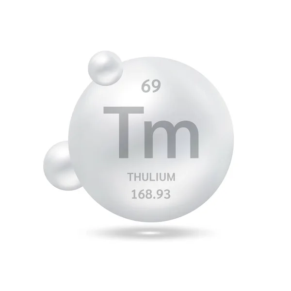 Thulium分子模型银和化学公式科学元素 天然气 生态学和生物化学概念 白色背景上的孤立球体 3D矢量图解 — 图库矢量图片