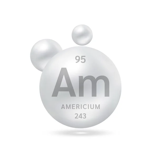 Молекулы Америция Моделируют Серебряные Химические Формулы Научного Элемента Природный Газ — стоковый вектор