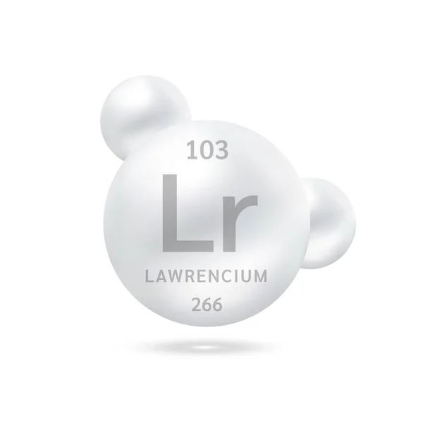 Lawrencium Molecola Modelli Argento Formule Chimiche Elemento Scientifico Gas Naturale — Vettoriale Stock