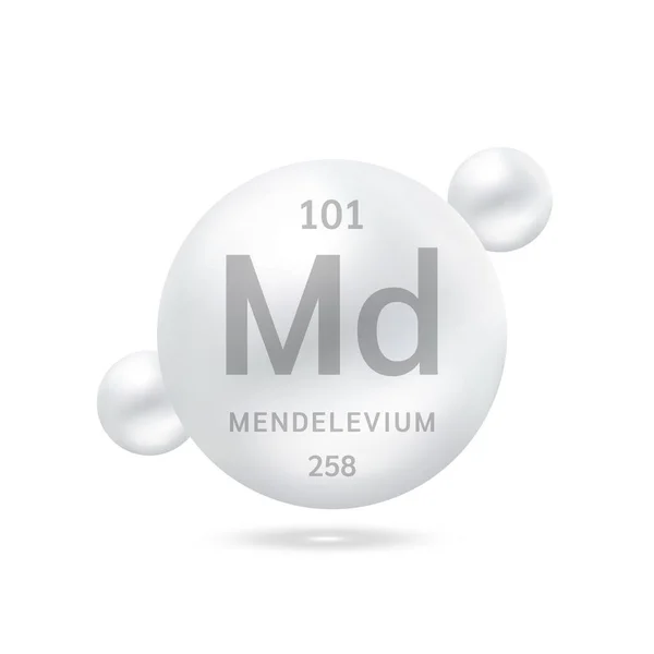 Mendelevium Molekül Modelliert Silber Und Chemische Formeln Wissenschaftliches Element Erdgas — Stockvektor