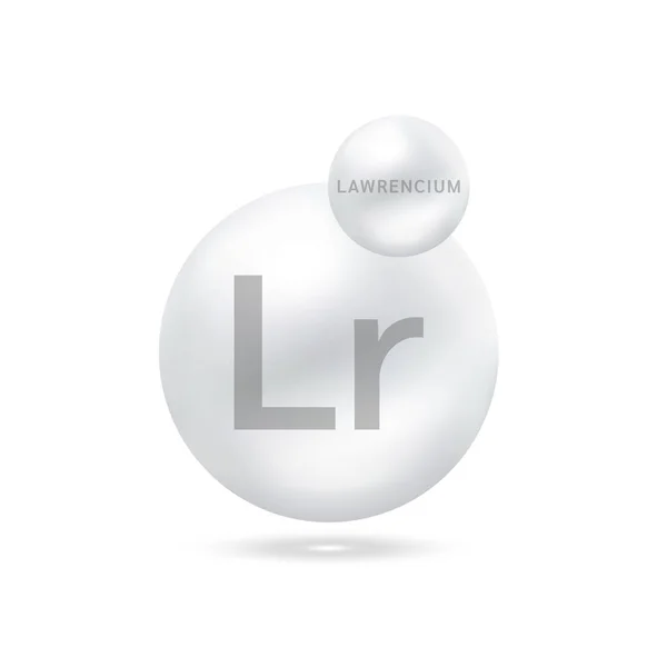 Lawrencium Molecuul Modelleert Zilver Ecologie Biochemie Concept Geïsoleerde Bollen Witte — Stockvector