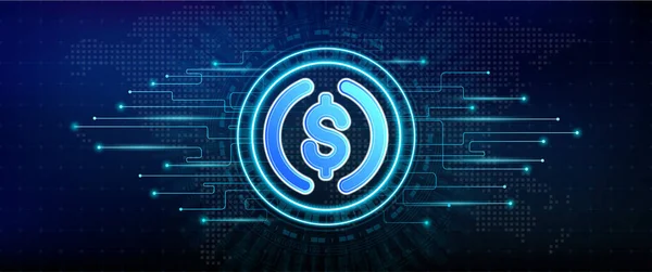 Usd Token Criptomoeda Blockchain Ícone Sobre Tecnologia Abstrata Fundo Conexão — Vetor de Stock