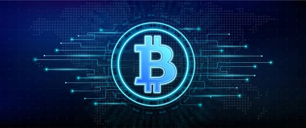 Bitcoin Token Cryptocurrency Blockchain Ikona Pozadí Abstraktní Technologie Globální Připojení — Stockový vektor