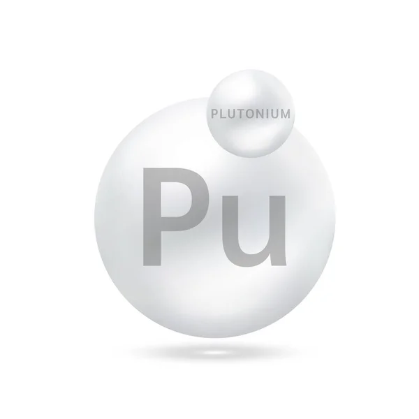 Plutonium Molecuul Modelleert Zilver Ecologie Biochemie Concept Geïsoleerde Bollen Witte — Stockvector