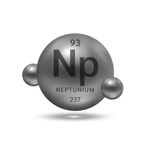 Neptunium Molecuul Modellen Zilver Zwarte Chemische Formules Wetenschappelijk Element Aardgas — Stockvector