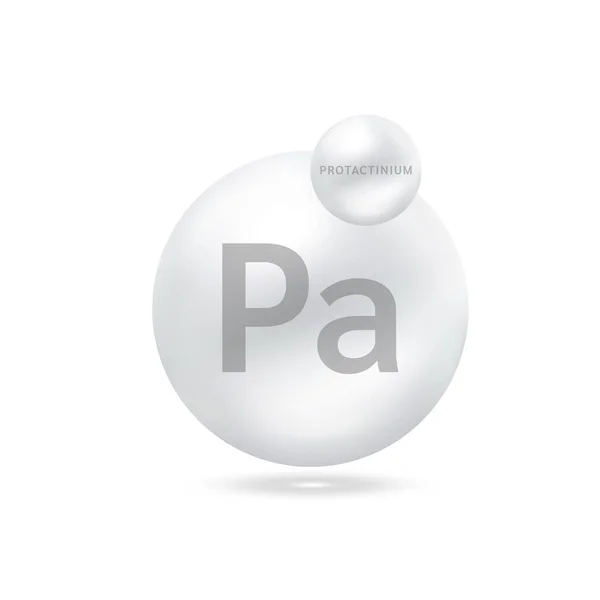 Protactinium分子模型银 生态学和生物化学概念 白色背景上的孤立球体 3D矢量图解 — 图库矢量图片