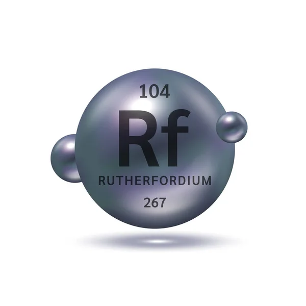 Rutherfordium Molekyl Modeller Silver Svart Och Kemiska Formler Vetenskapligt Element — Stock vektor