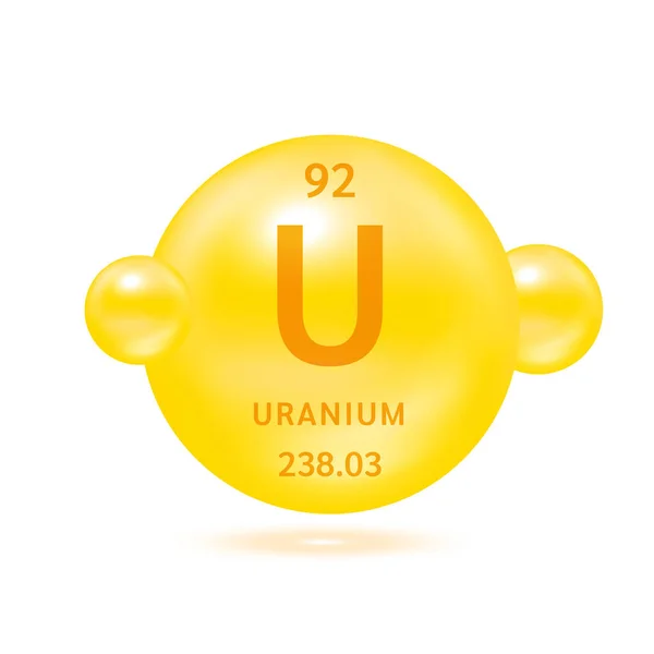 Molécula Urânio Modela Fórmulas Químicas Amarelas Elemento Científico Gás Natural —  Vetores de Stock