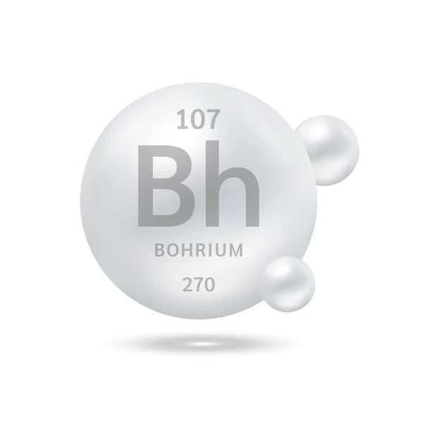 Molécula Bohrium Modela Elemento Científico Las Fórmulas Plata Químicas Ecología — Archivo Imágenes Vectoriales