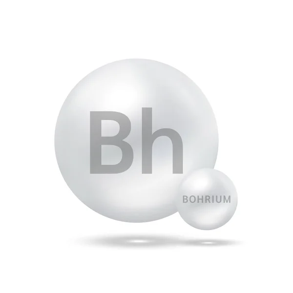 Molécula Bohrium Modela Prata Conceito Ecologia Bioquímica Esferas Isoladas Sobre — Vetor de Stock